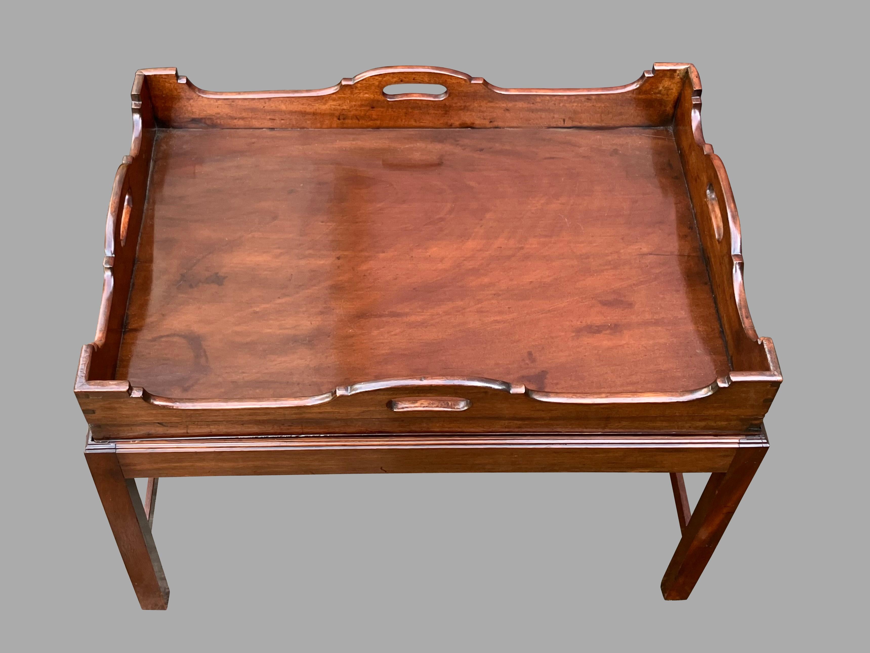 English Georgian Style Mahogany Butlers Table on Later Custom Stand For Sale