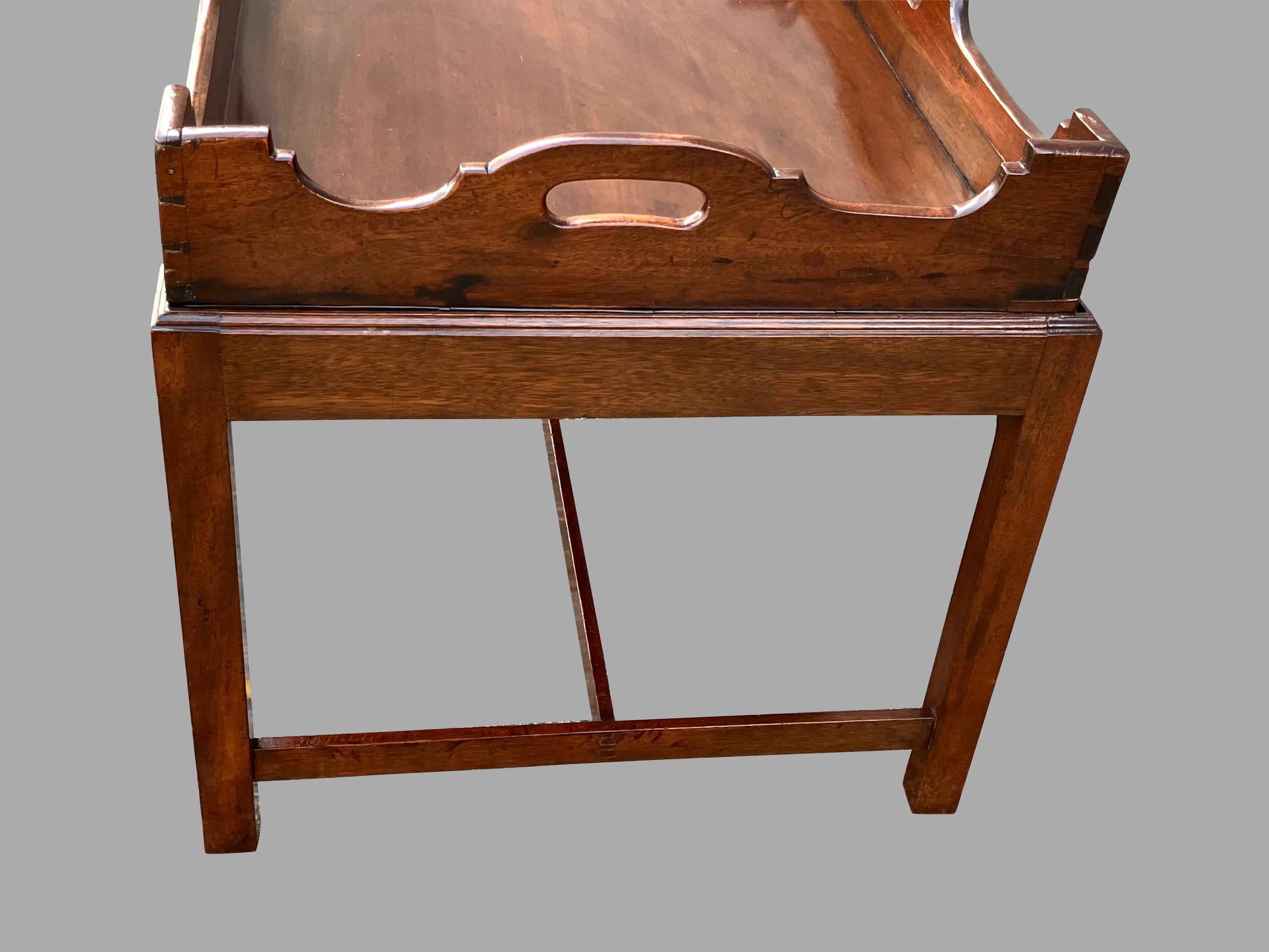 19th Century Georgian Style Mahogany Butlers Table on Later Custom Stand For Sale