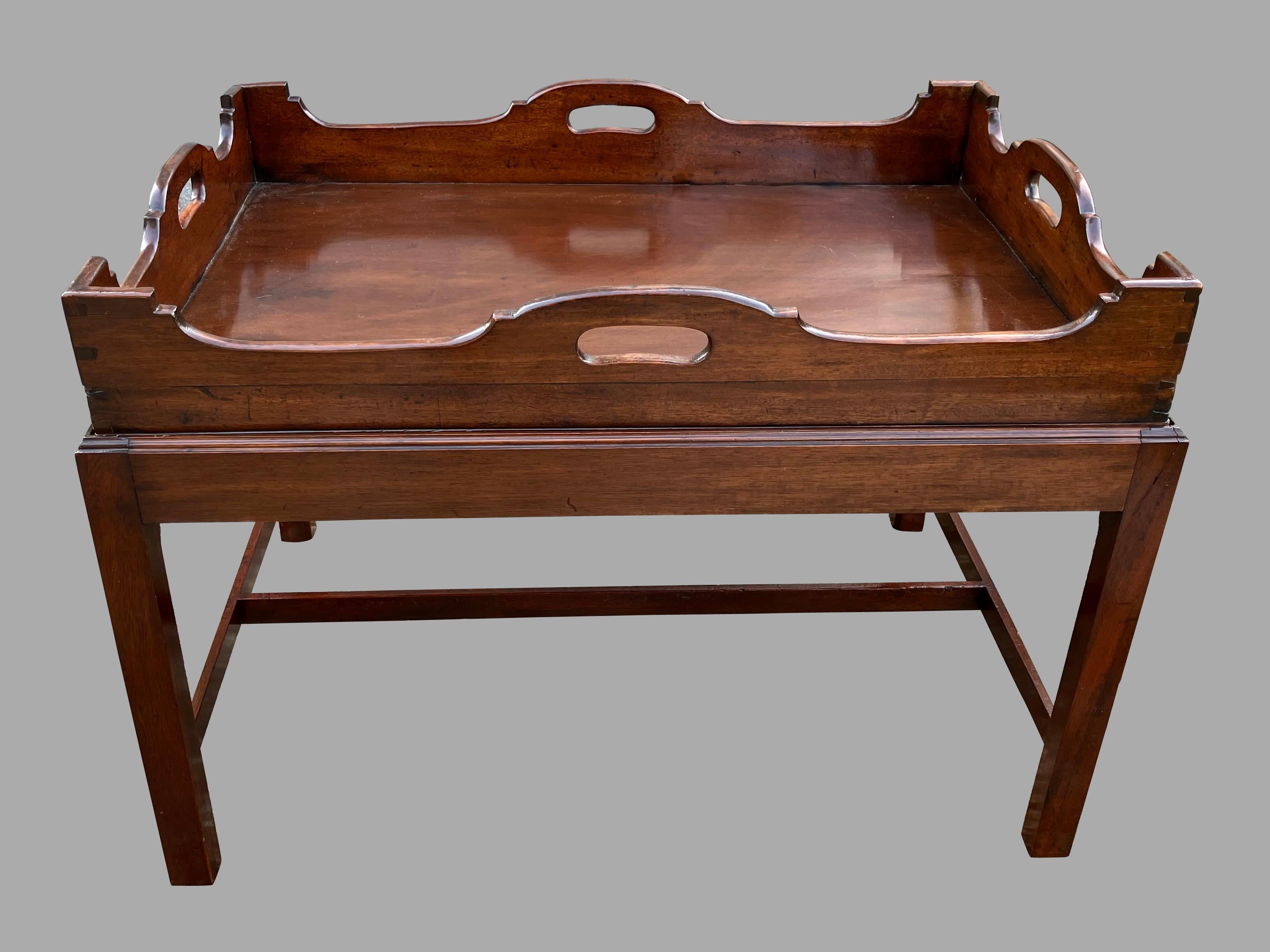 Georgian Style Mahogany Butlers Table on Later Custom Stand For Sale 4