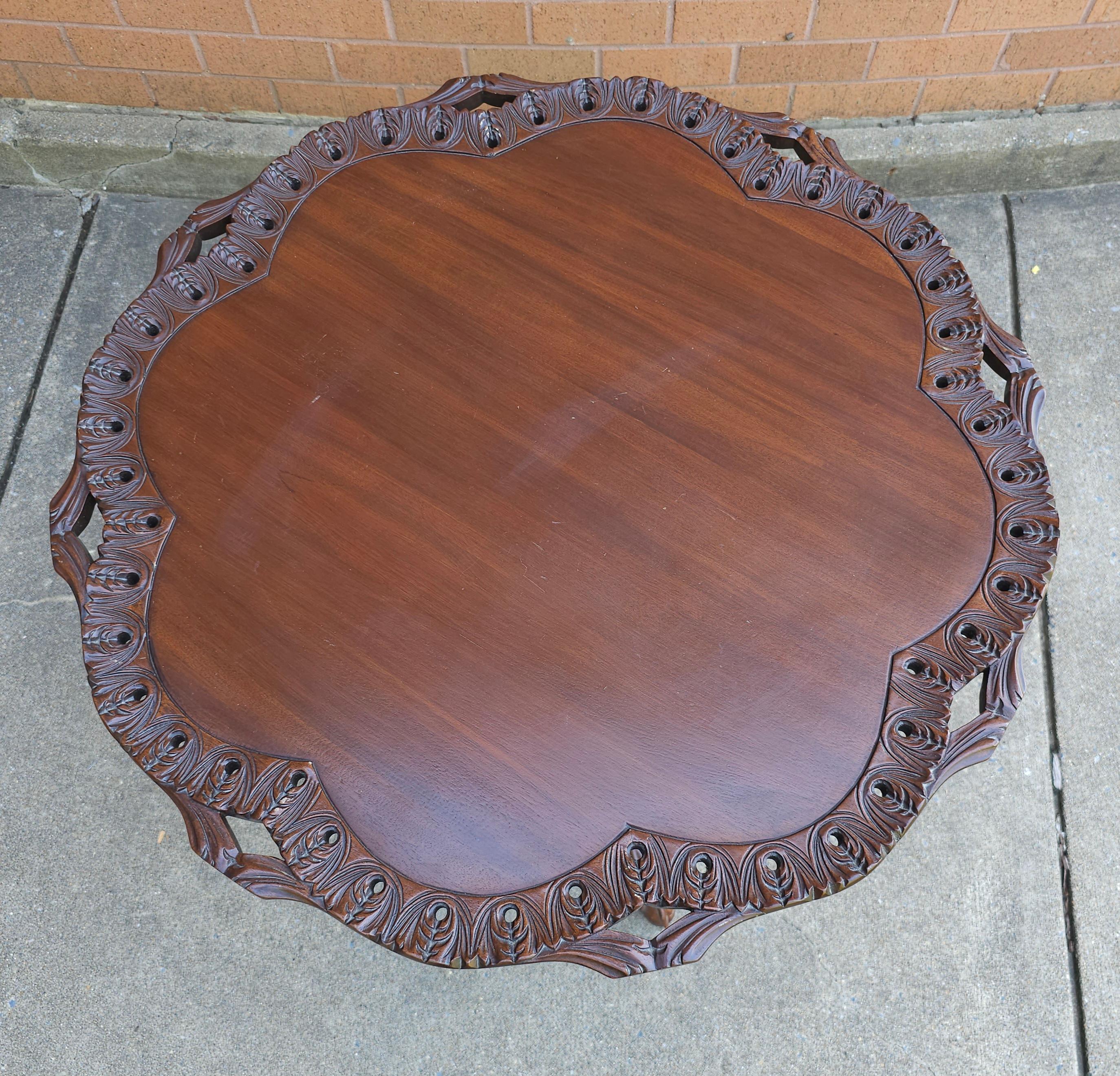 Georgian Style Mahogany Carved Galleried Tilt Top Tea Table  For Sale 1