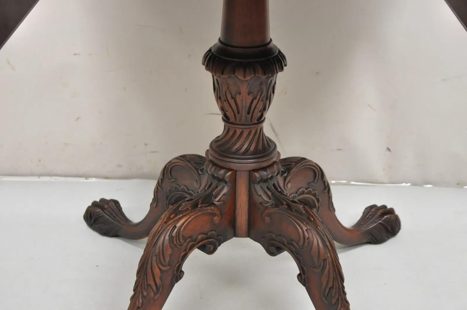 Georgian Style Mahogany Carved Paw Feet Dropleaf Side Lamp Table by Imperial For Sale 2