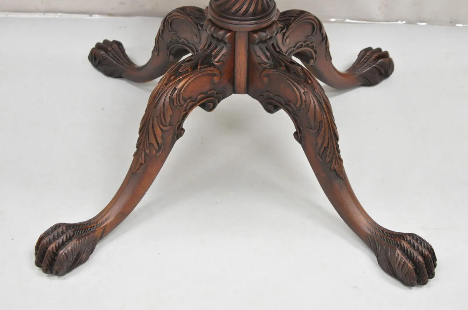 Georgian Style Mahogany Carved Paw Feet Dropleaf Side Lamp Table by Imperial For Sale 3
