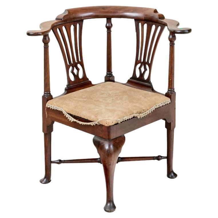 Georgian Style Mahogany Corner Chair For Sale