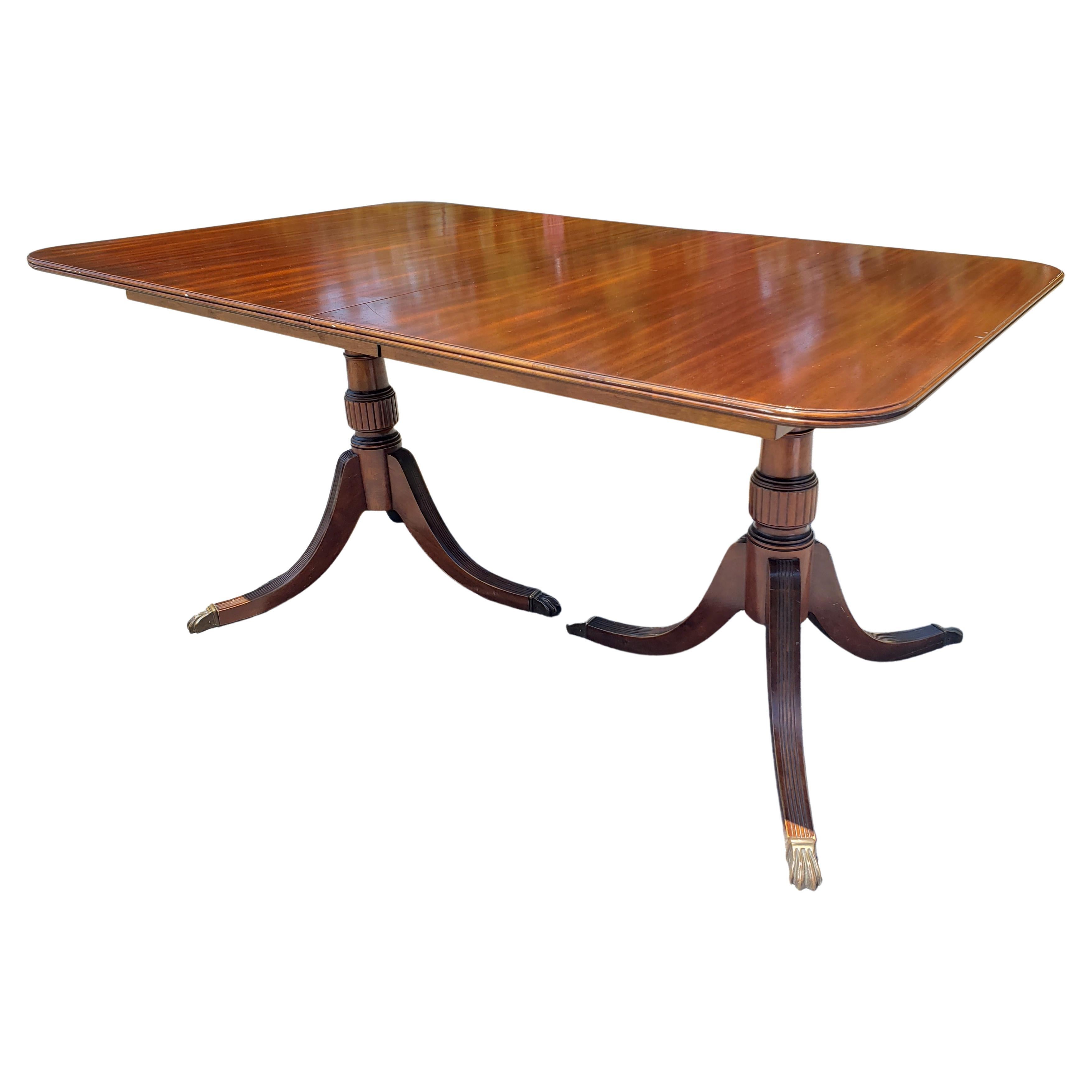 American Georgian Style Mahogany Double Pedestal Dining Table For Sale