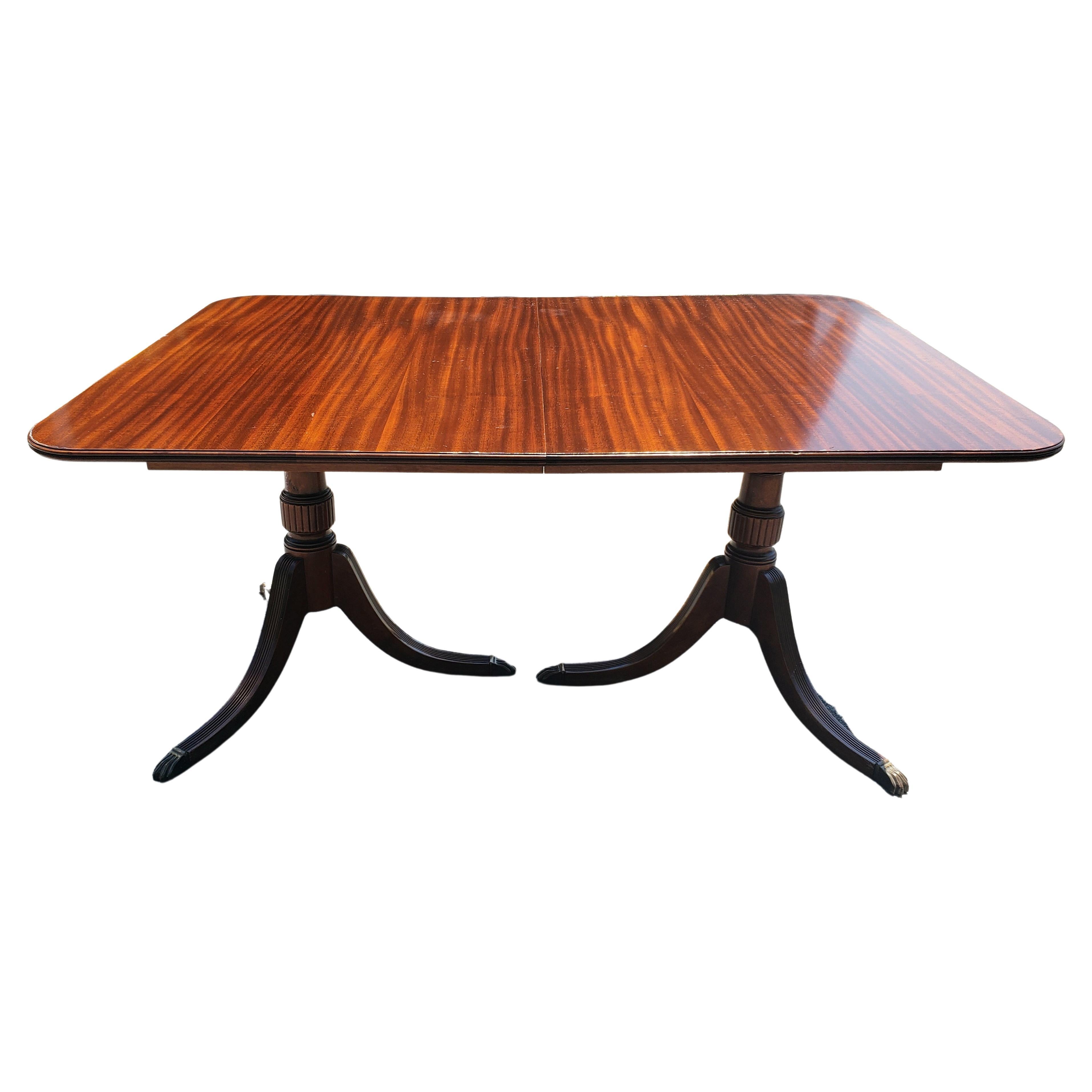 20th Century Georgian Style Mahogany Double Pedestal Dining Table For Sale