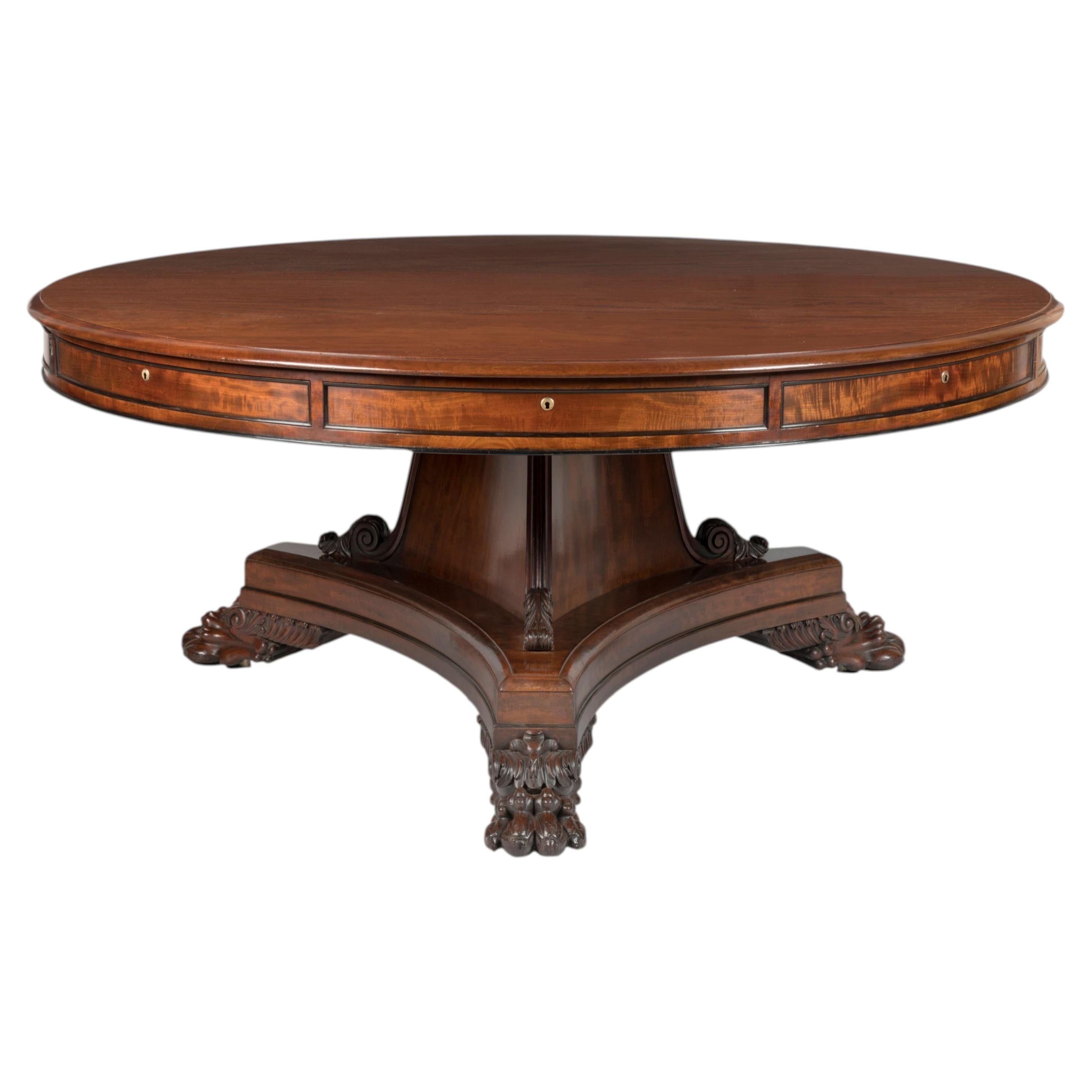 Georgian Style Mahogany Drum Table Attributed to Gillows, Circa 1890 For Sale