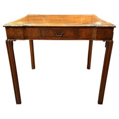 Georgian Style Mahogany Game Table with Tooled Leather Top