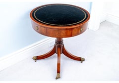 Georgian Style Mahogany Leather Top Drum Table