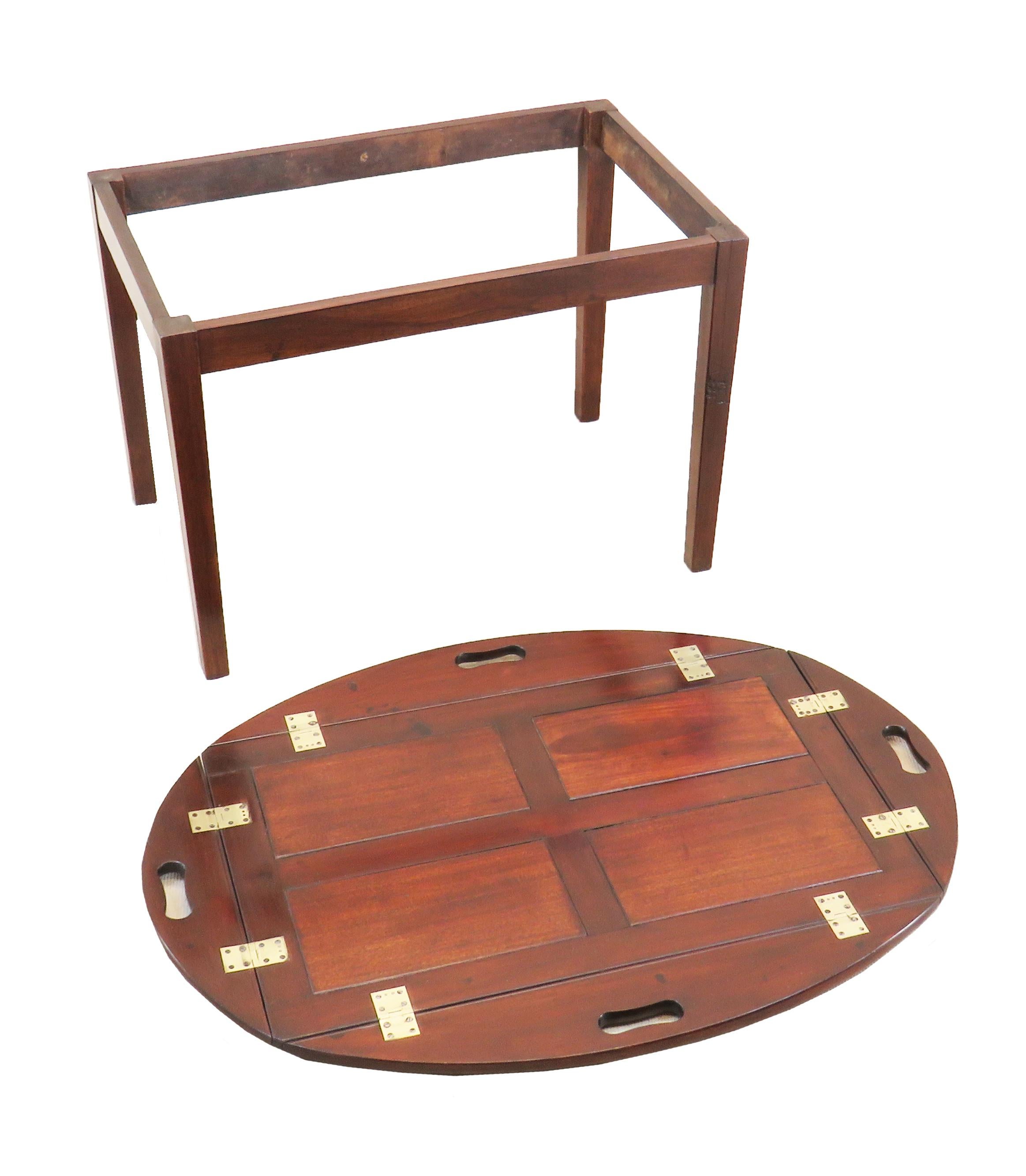 Georgian Style Mahogany Oval Butlers Tray On Stand In Good Condition In Bedfordshire, GB
