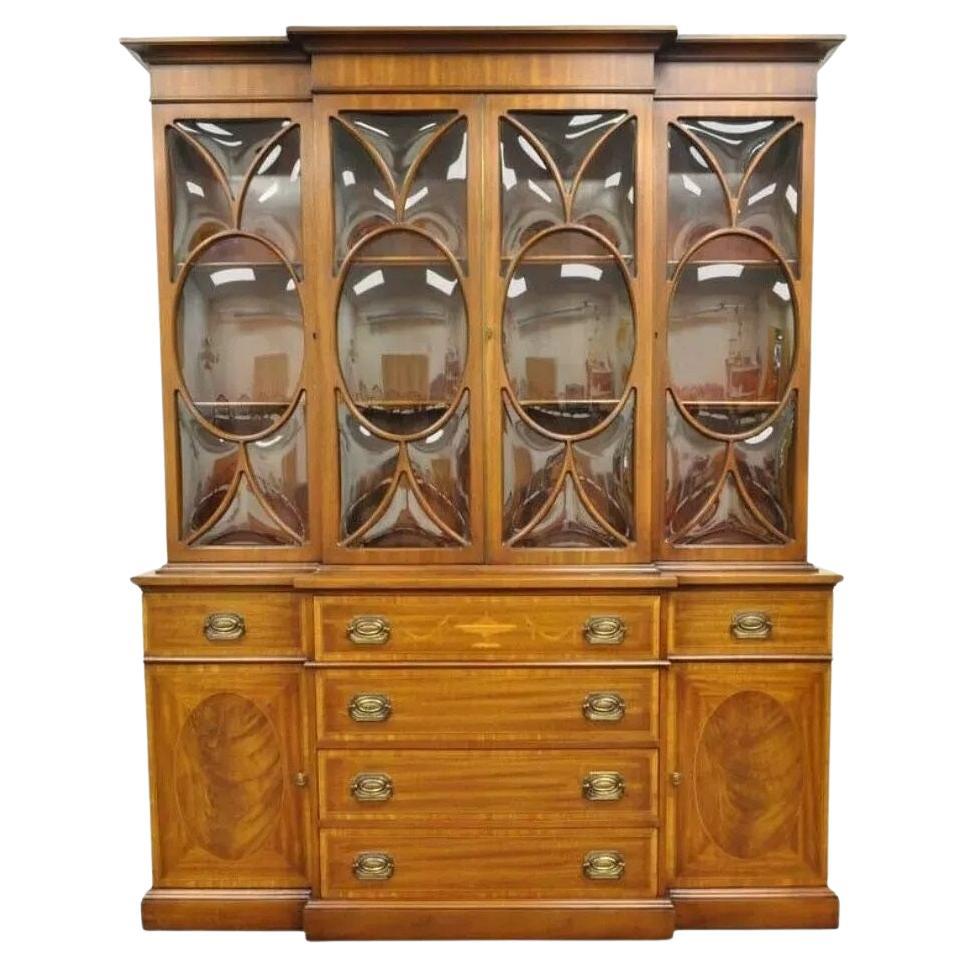 Librería de estilo georgiano de caoba con incrustaciones de madera satinada Armario de cristal burbuja