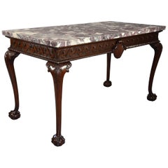 Georgian Style Mahogany Side Table with Marble Top of William Kent Influence