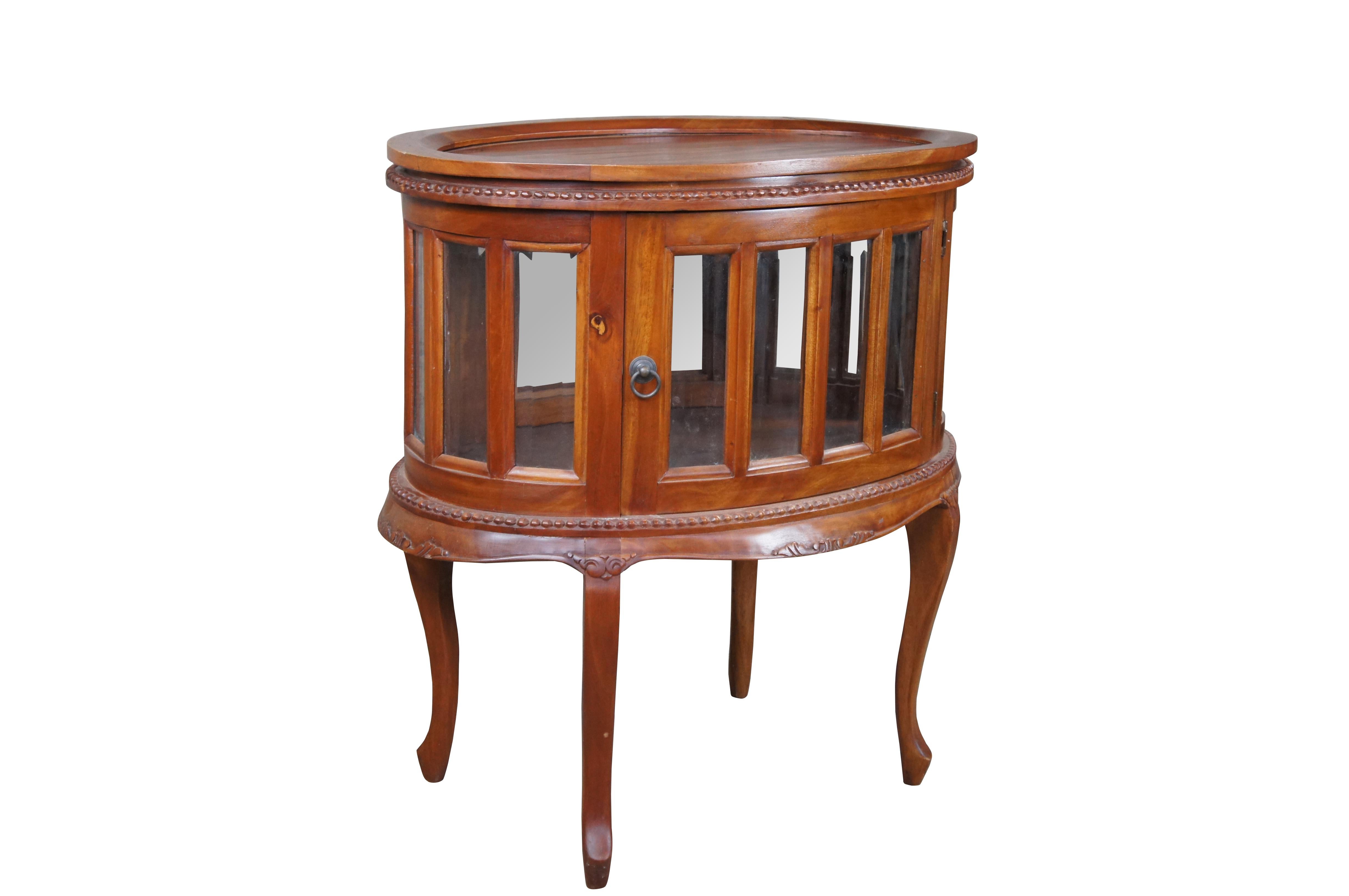 Georgian Style Mahogany Tea Chocolate Table Curio Vitrine Display Cabinet Tray In Good Condition In Dayton, OH