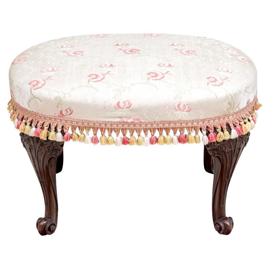 Georgian Style Mahogany Upholstered Bench For Sale