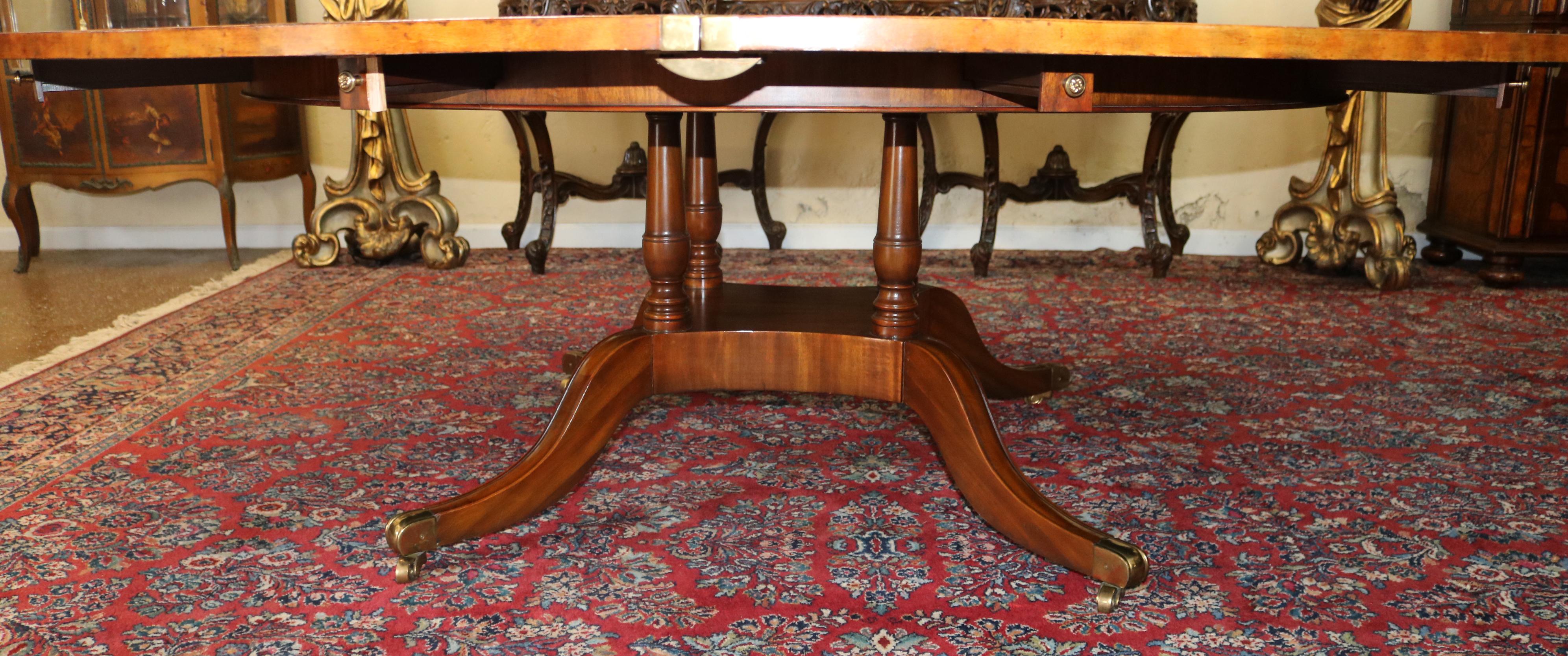 Georgian Style Maitland Smith Tooled Leather Round Perimeter Table  For Sale 8