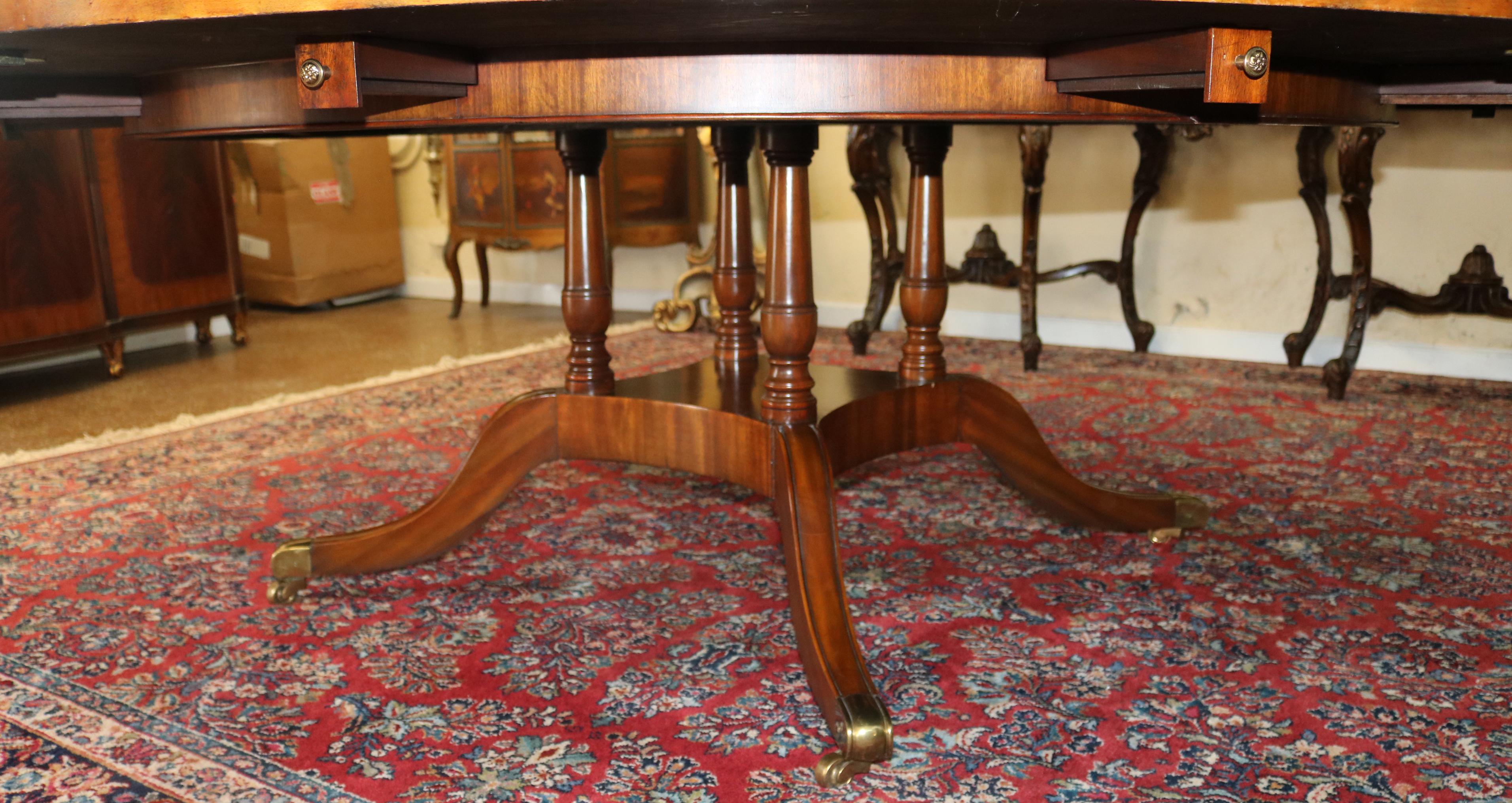 Georgian Style Maitland Smith Tooled Leather Round Perimeter Table  For Sale 10