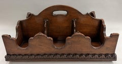 Georgian Style Nicely Carved Wooden Six Bottle Caddy or Carrier