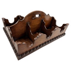 Georgian Style Nicely Carved Wooden Six Bottle Caddy or Carrier
