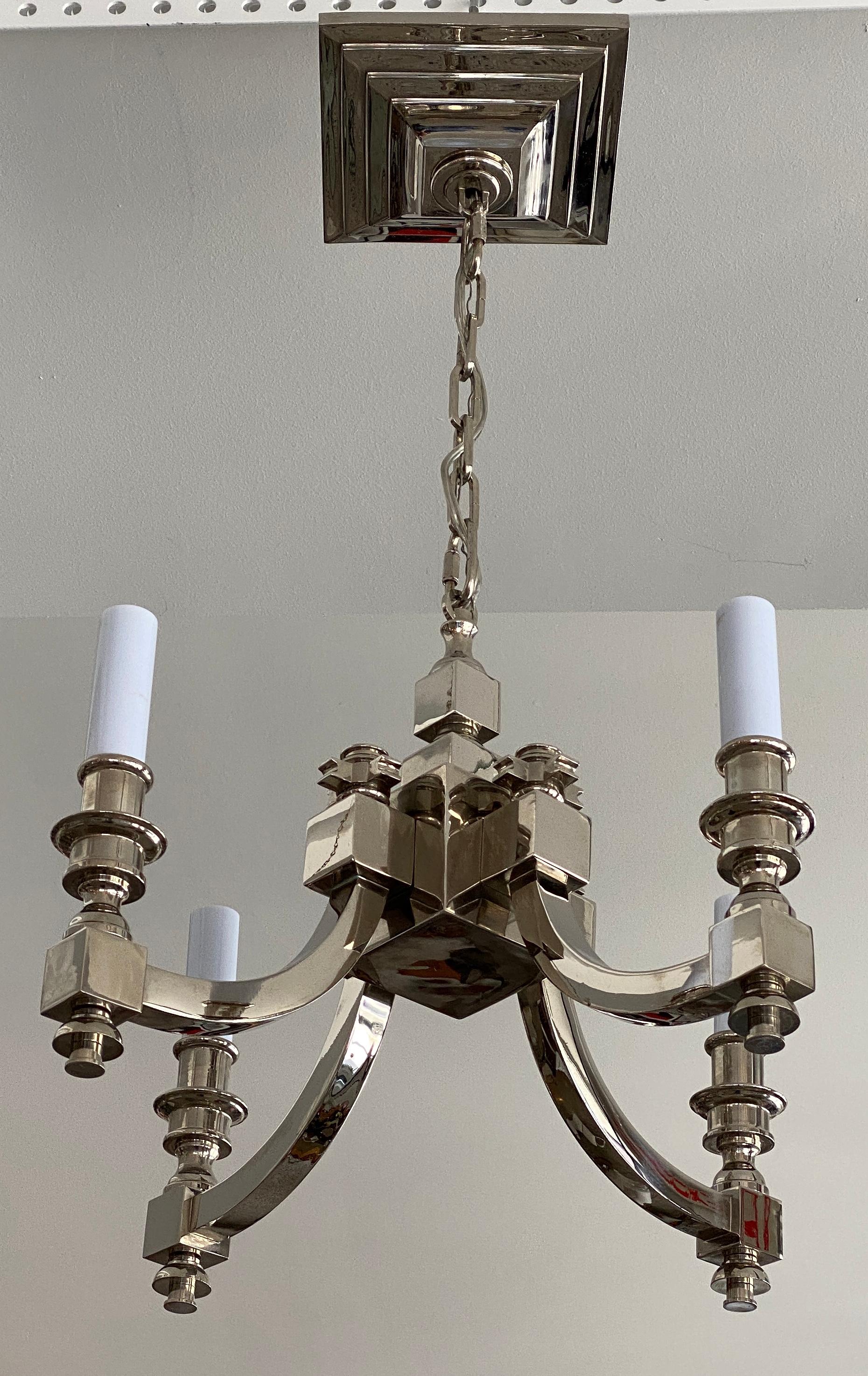 Georgian Style Nickel Plated Chandelier For Sale 8