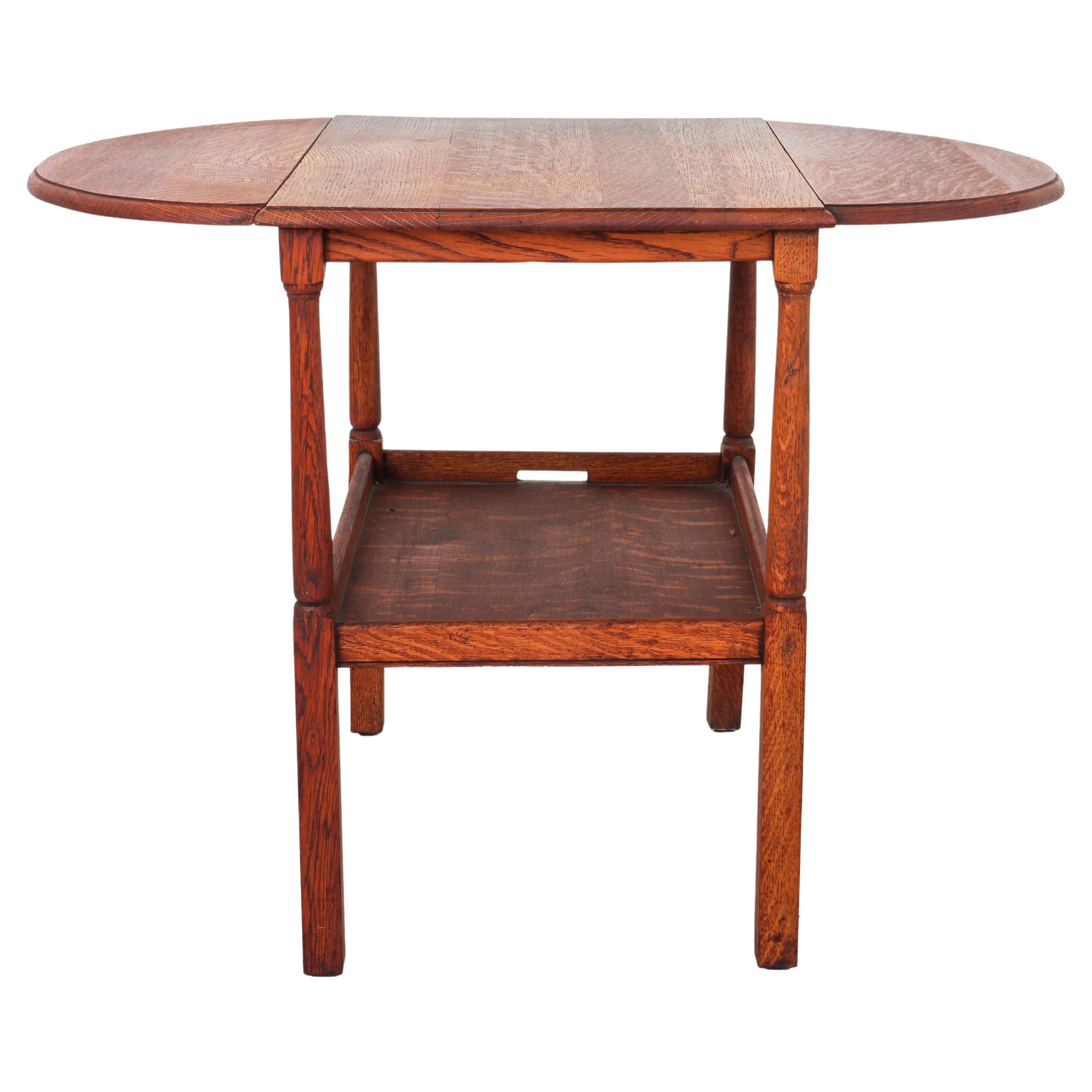 Georgian Style Oak Drop Leaf Side Table For Sale