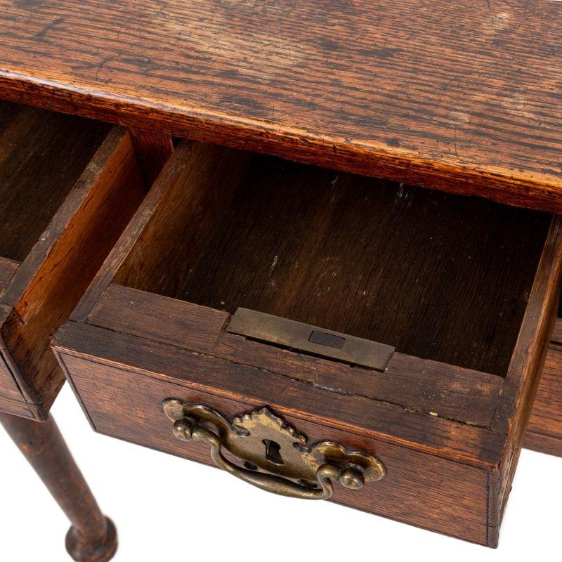 Brass Georgian Style Oak Lowboy For Sale