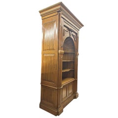Georgian Style Old Pine Barrel Back Bespaq Corner Book Case
