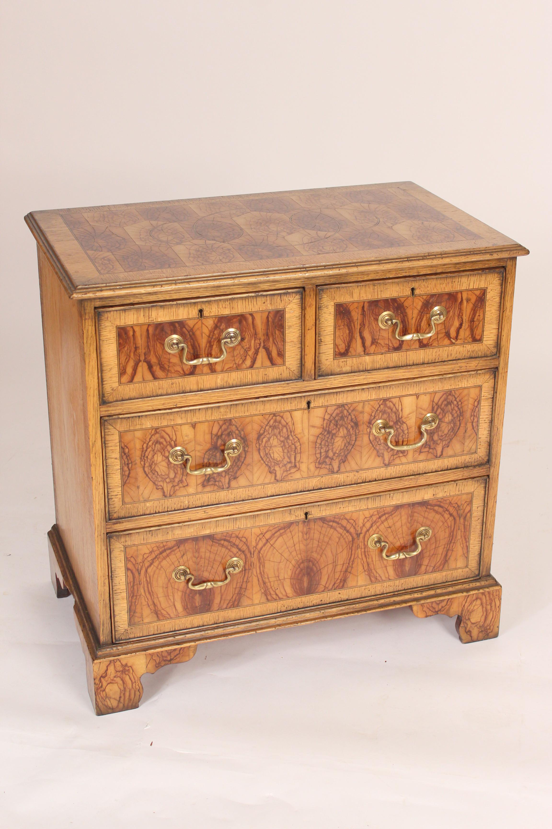 George II Georgian Style Oyster Burl Chest of Drawers