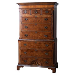 Georgian Style Oyster Veneer Tallboy Chest on Chest
