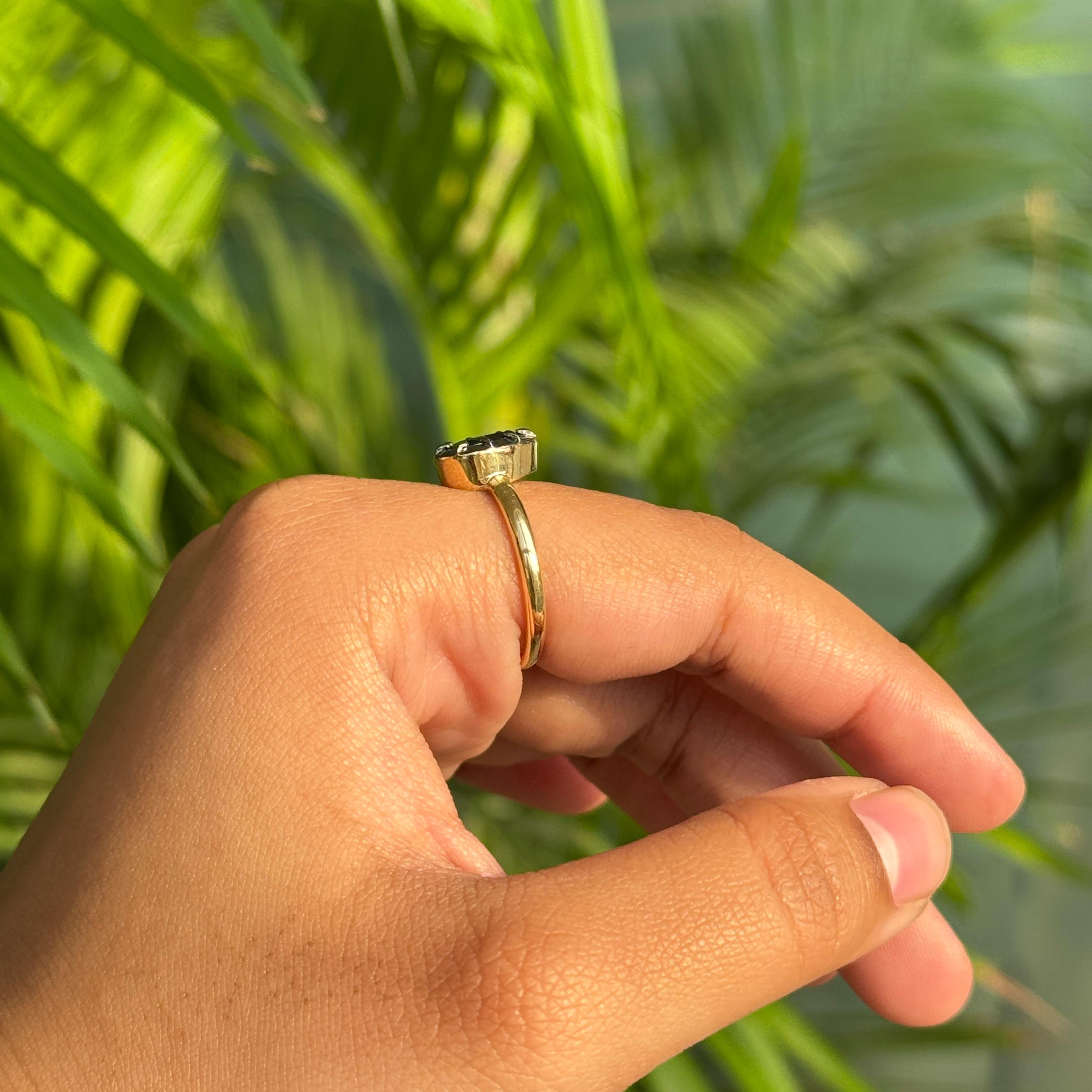 En vente :  Bague solitaire de style géorgien en or jaune 18 carats, saphir bleu, taille poire, 1,52 ct 11