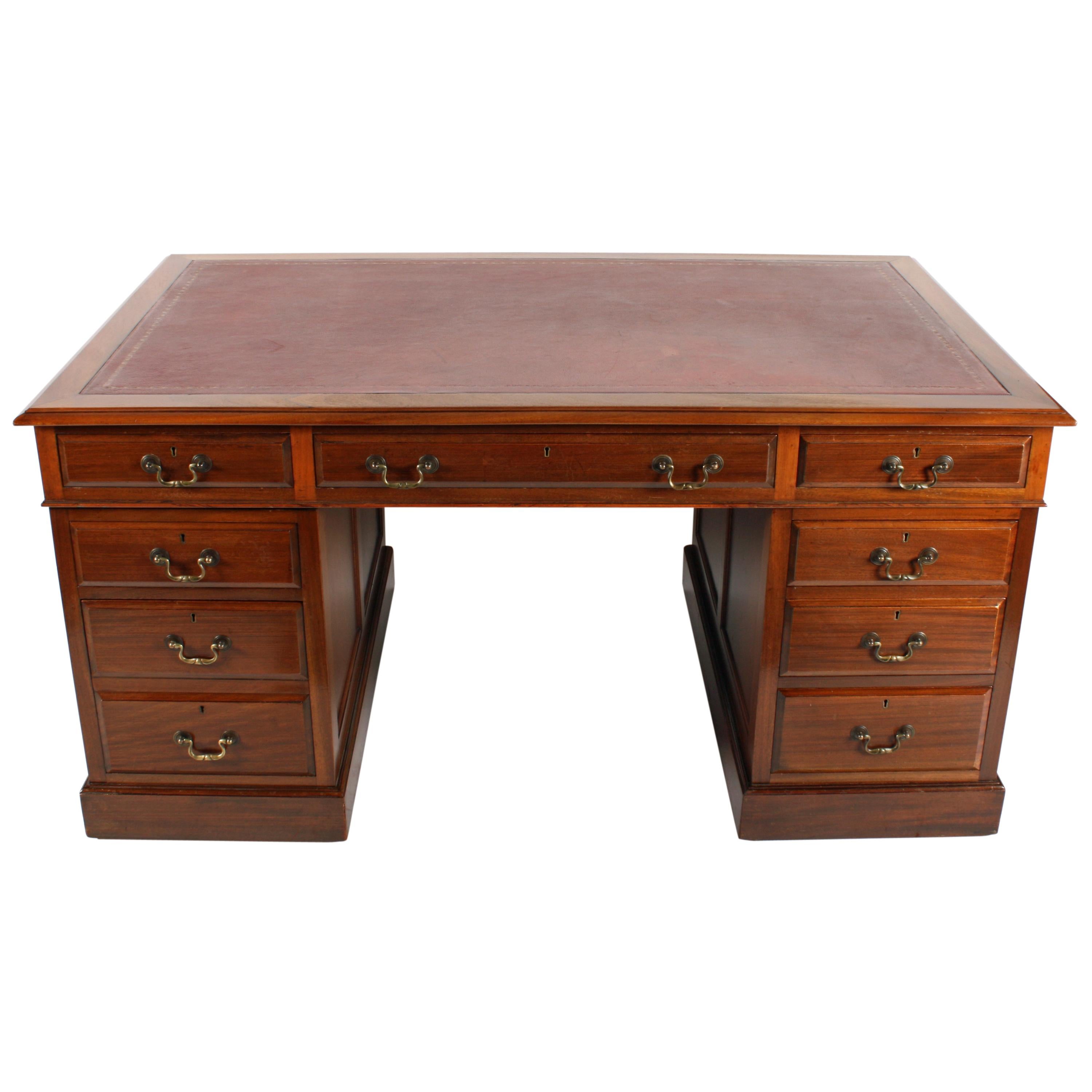 British Georgian Style Pedestal Desk For Sale