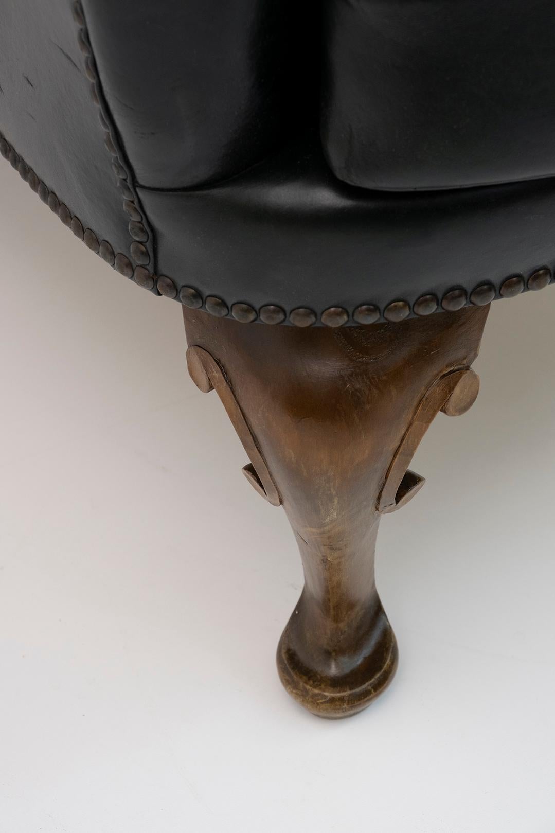 Georgian Style Rare Original Chesterfield Leather Armchair, 1950s For Sale 8