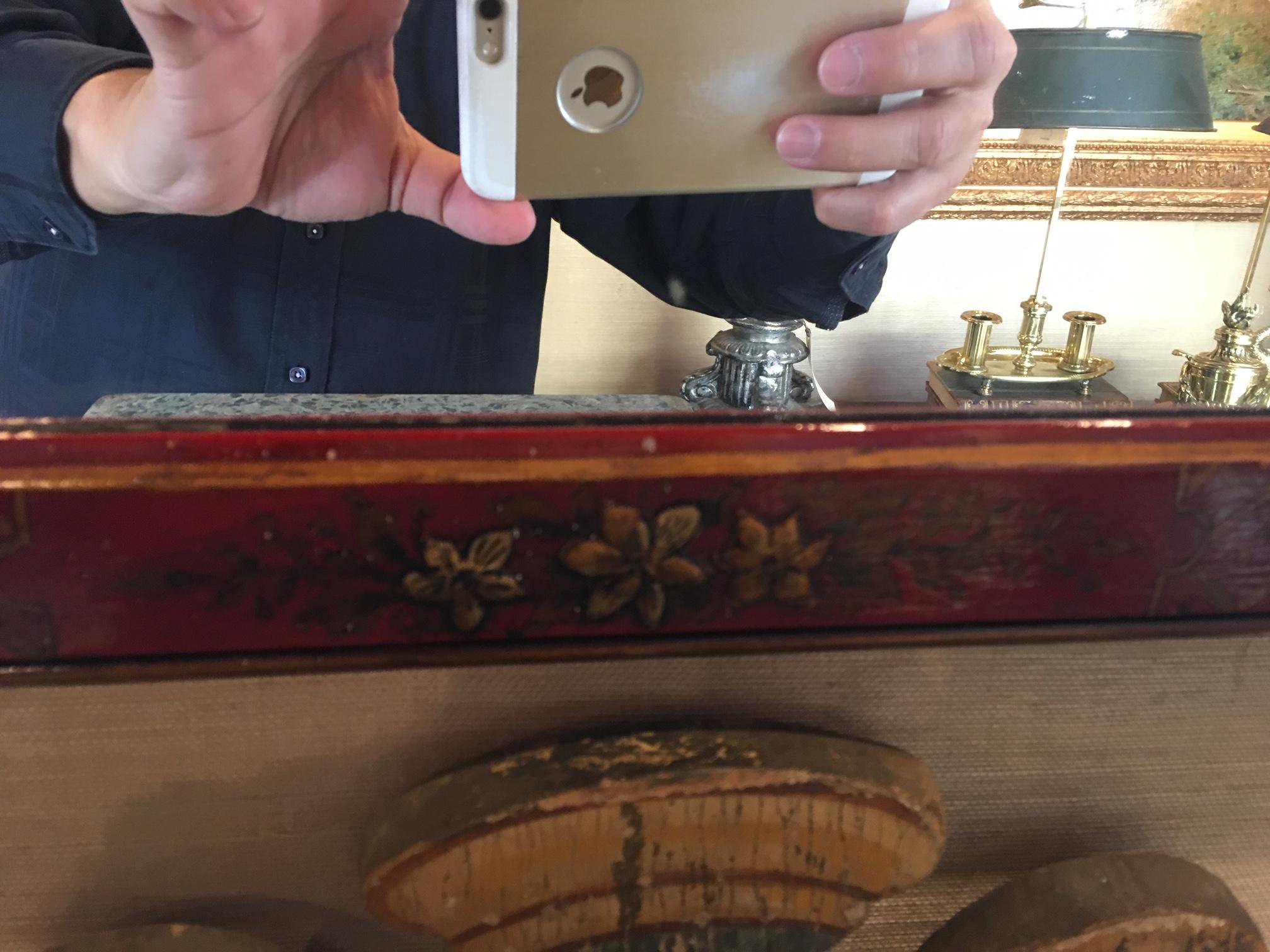 Georgian Style Red Lacquered Chinoiserie Mirror, Early 20th Century 2