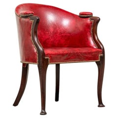 Georgian Style Red Leather Library Chair