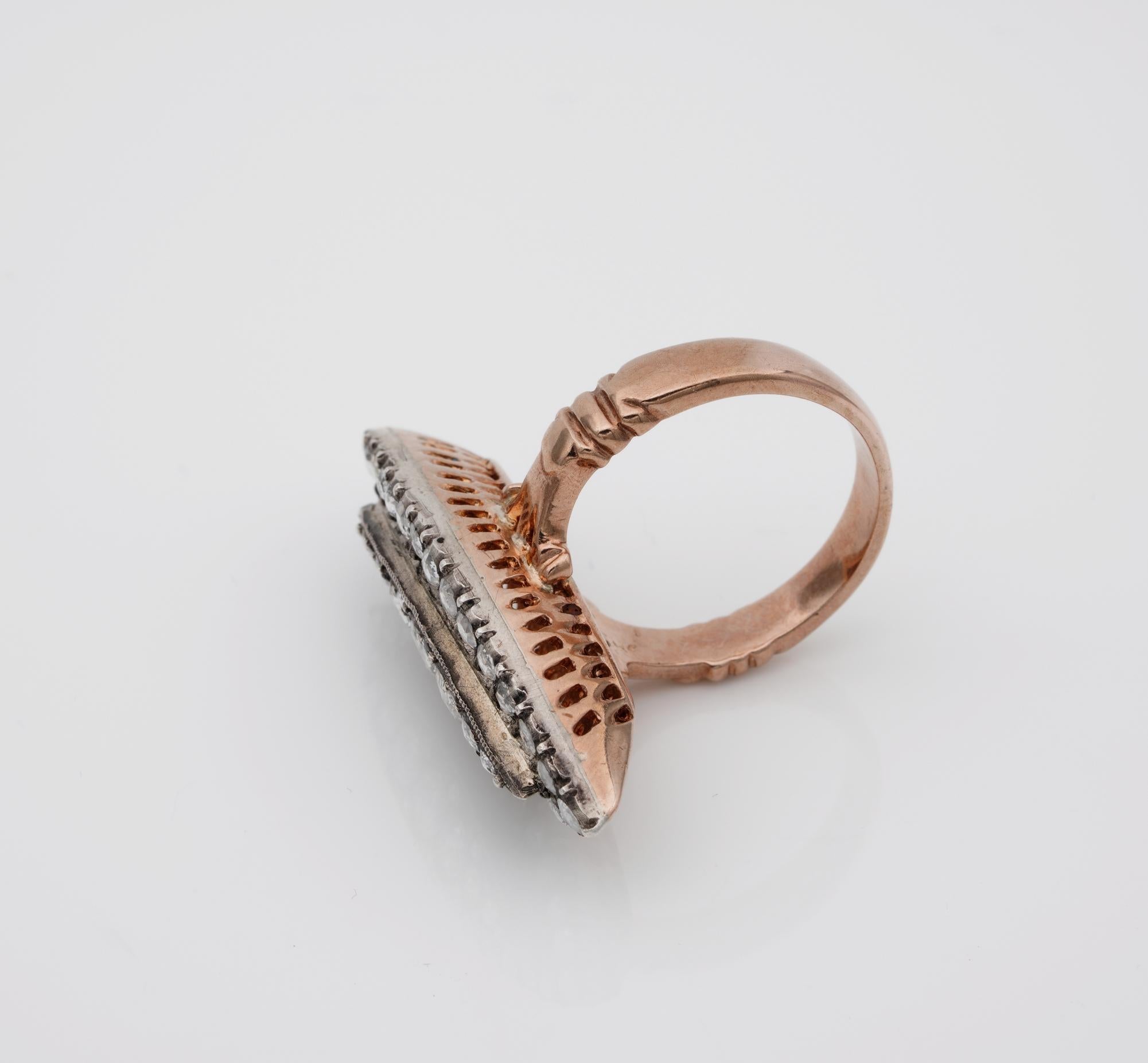 Navette-Ring im georgianischen Stil mit Diamant im Rosenschliff 18 KT/Silber 3