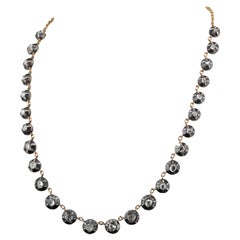 Georgian Style Rose Cut Riviere Necklace 18 KT Gold/Silver