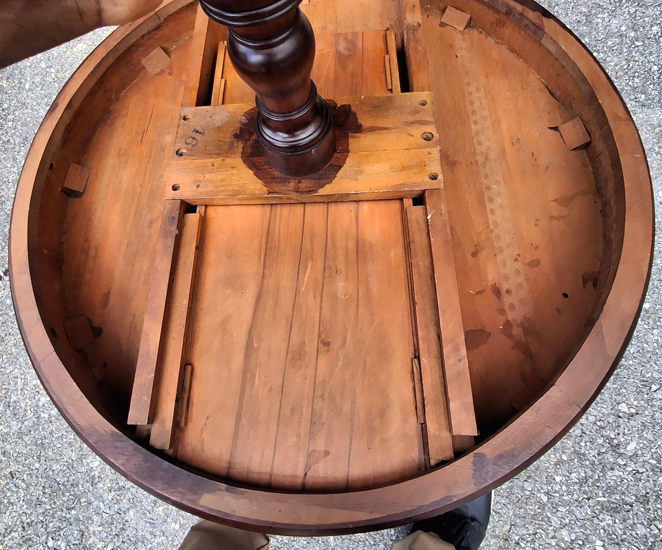 Georgian Style Satin Mahogany Single-Drawer Drum Table, Refinished For Sale 1