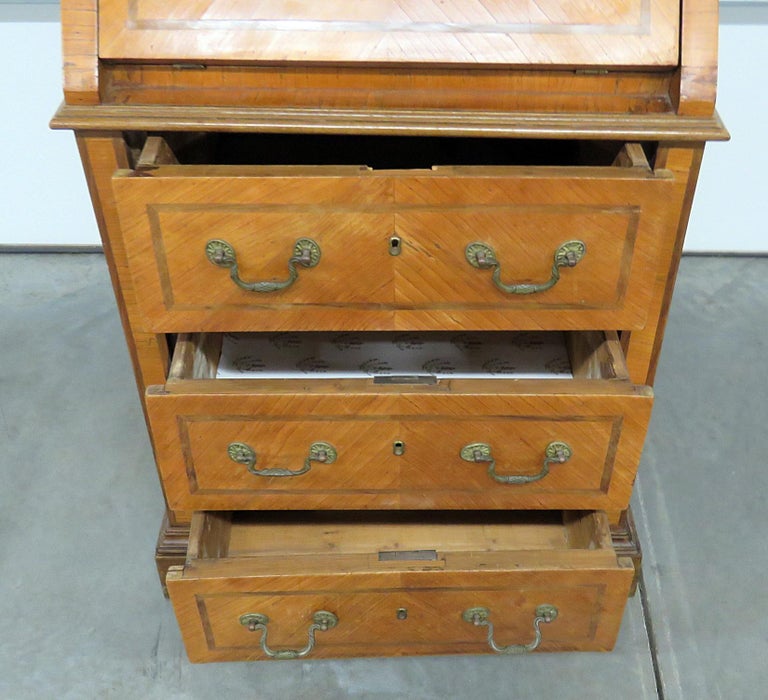Narrow Width Antique Italian Provincial Secretary Desk With Lined