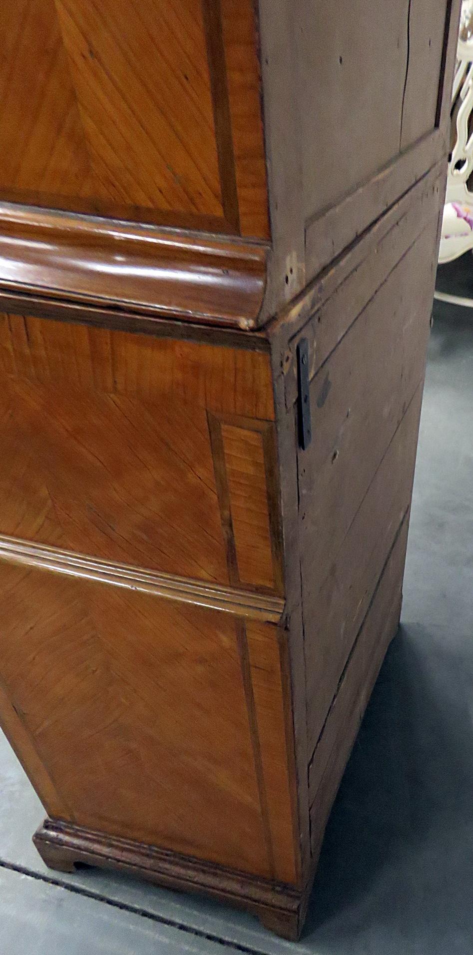 20th Century Narrow Width Antique Italian Provincial Secretary Desk with Lined Surfaces