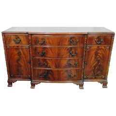 Flame Mahogany Chippendale Georgian Style Server Buffet Sideboard C1940s