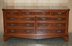 Georgian Style Sideboard Sized Bank or Chest of Drawers in Burr & Burl Walnut