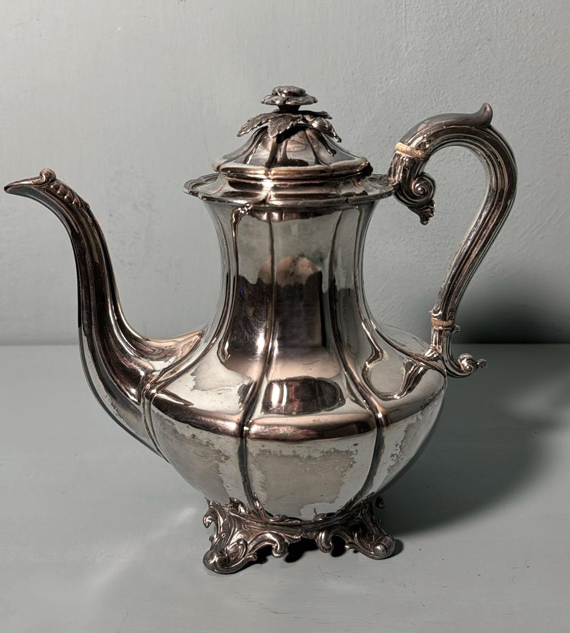 British Georgian-Style Silver-Plated English Teapot-Chocolate Pot For Sale