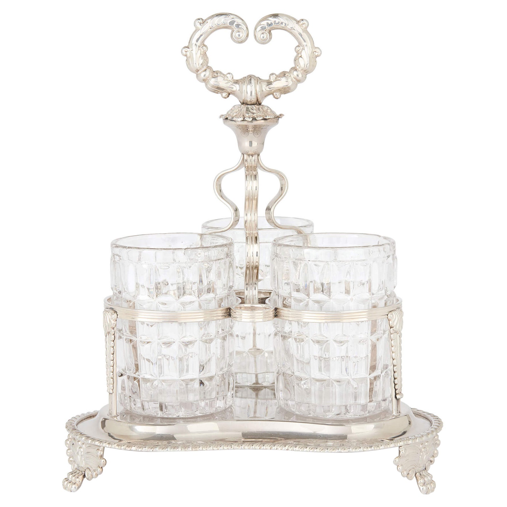 Georgian Style Silver Plated Stand Drinking Glasses Dinner Table For Sale