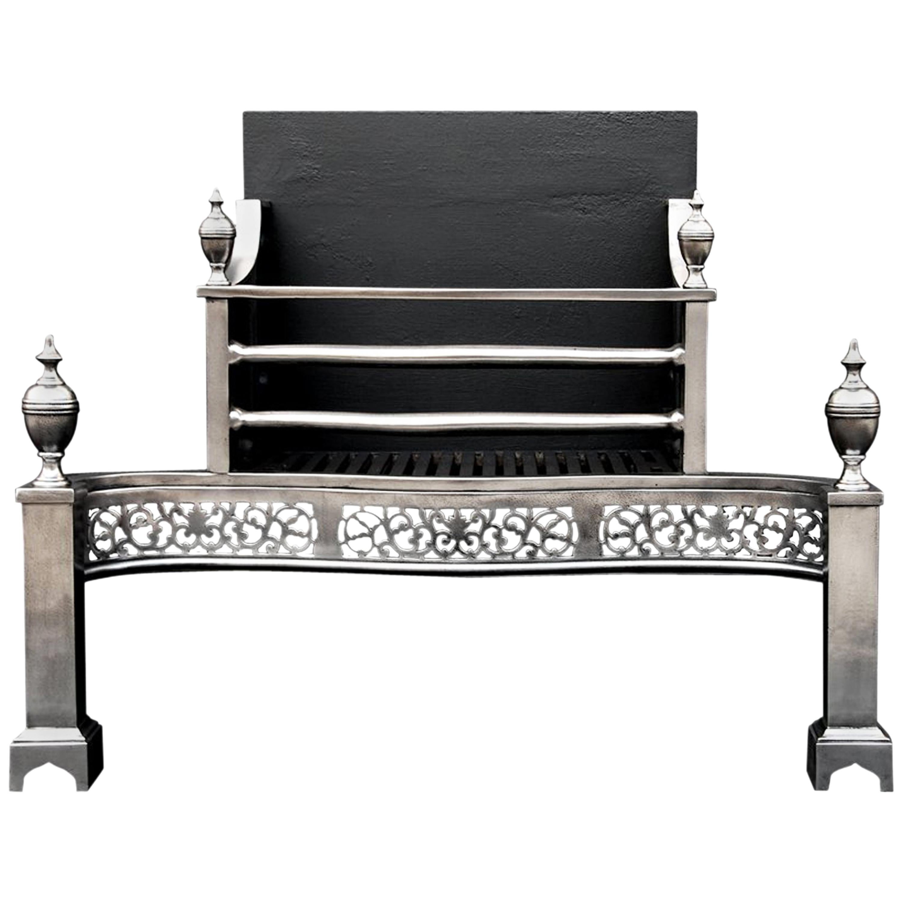 Georgian Style Steel Firegrate with Pierced Fret For Sale