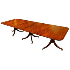 Georgian Style Three Pedestal Mahogany Dining Table