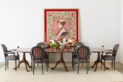 Georgian Style Triple Pedestal Mahogany Dining Banquet Table