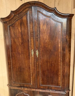 Georgian Style Two Part Walnut Corner Cupboard
