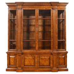 Georgian Style Walnut Breakfront Display Cabinet