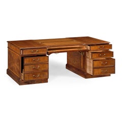 Georgian Style Walnut Leather Top Partners Desk
