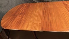 Georgian Style Walnut or Mahogany Triple Pedestal Dining Table with Two Leaves
