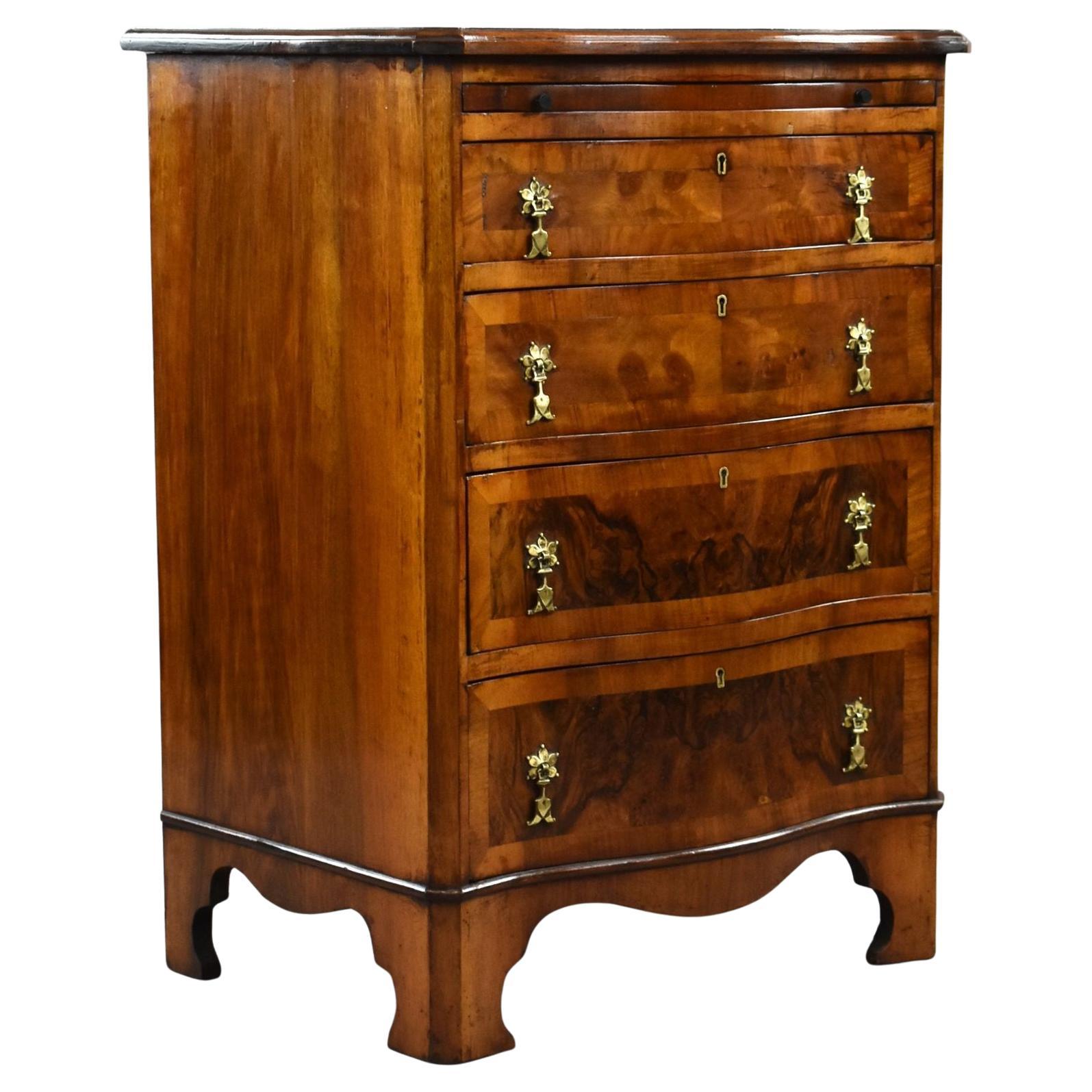Georgian Style Walnut Serpentine Batchelors Chest