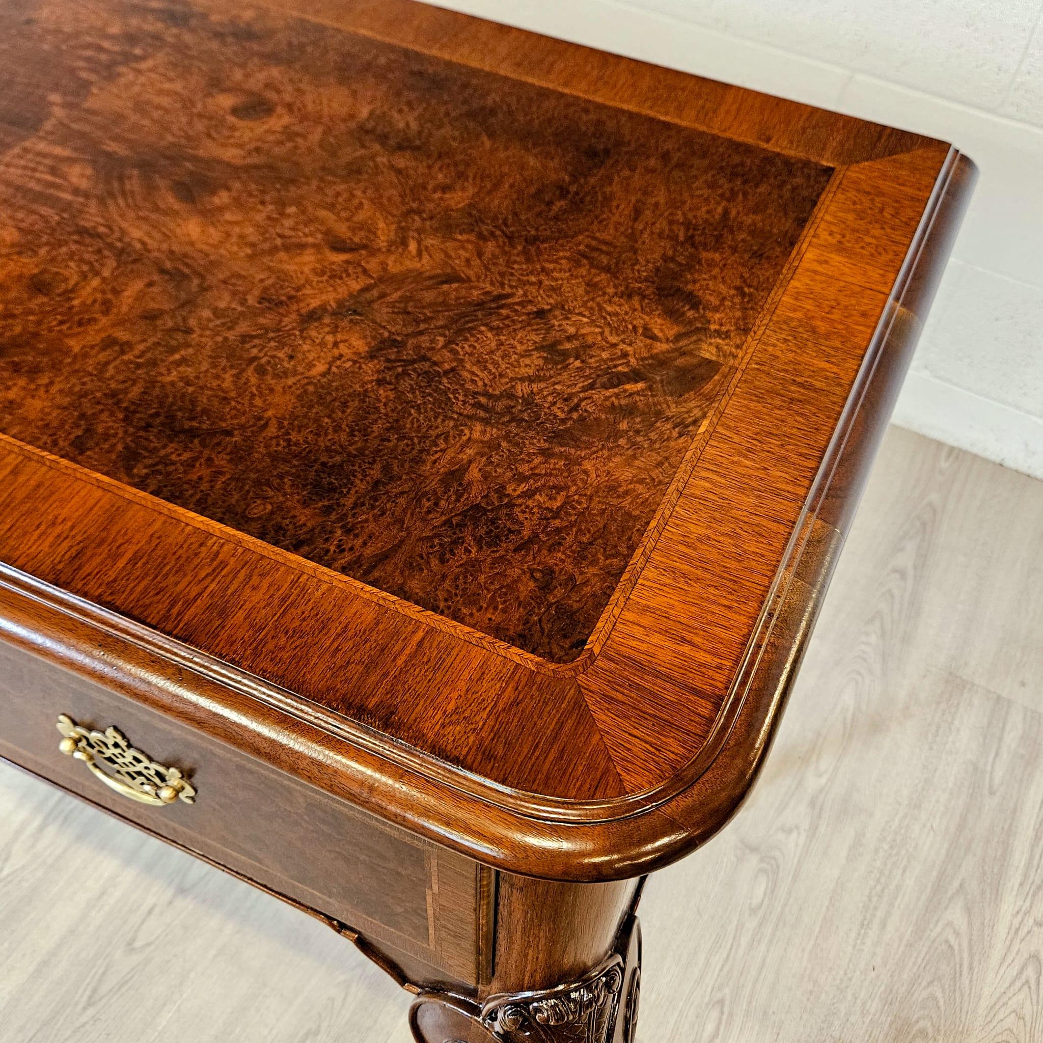 Cross-Banded Georgian Style Walnut Server Sideboard, Walnut with Burr Walnut Panels For Sale